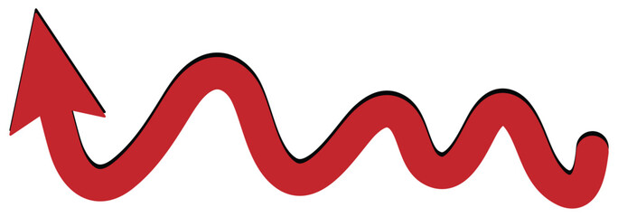 wavy curved Long arrow icon. long line arrow vector. Long curved arrow icon vector. Curved arrow vector illustration isolated on white background.