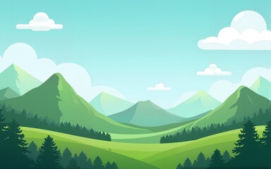 World Environment Day concept: Green mountains and beautiful sky clouds under the blue sky. High quality