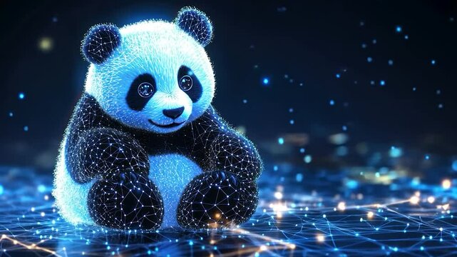 Digital panda, glowing network