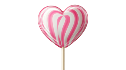 Red Heart Shaped Lollipop Candy Isolated on White Background