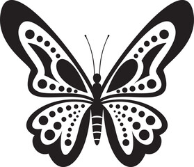Black and white illustration of a beautiful butterfly