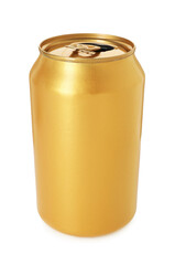 One golden tin can isolated on white
