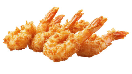 Crispy fried chicken wings with golden brown coating isolated on white background