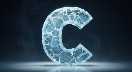 3D Frozen Letter E: A Crystalline Alphabet Details Texture