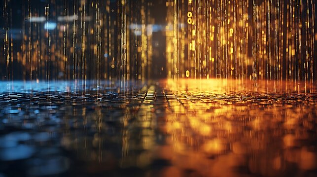 Abstract digital rain binary flow concept