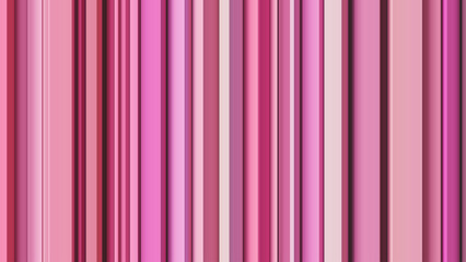 Colorful vertical stripe artwork in various pink shade with light and shadow interplay for volumetric and immersive look. Bright and bold vertical lines of spatial geometry arranged randomly. Vector