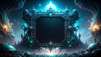  floating UI elements framing a matte black background for text. Generated Image