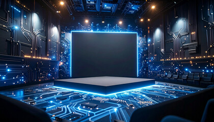  floating UI elements framing a matte black background for text. Generated Image