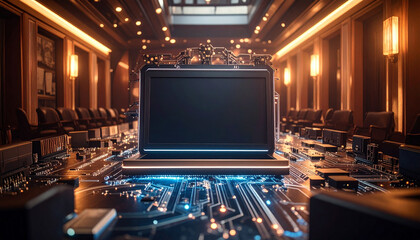  floating UI elements framing a matte black background for text. Generated Image