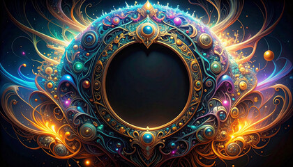  floating UI elements framing a matte black background for text. Generated Image