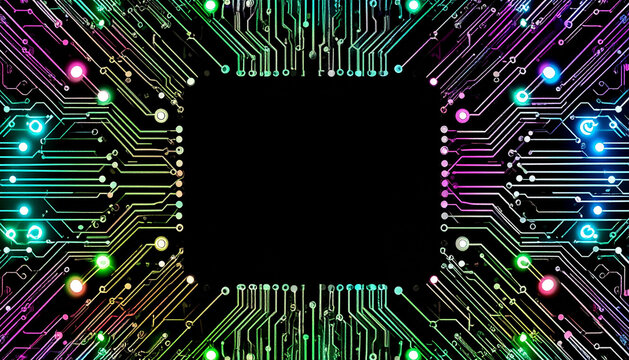  floating UI elements framing a matte black background for text. Generated Image