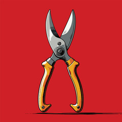 comic style gardening scissors illustration