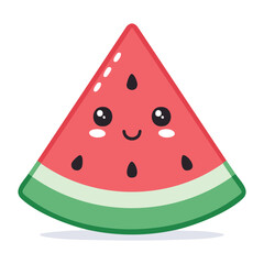 A cute slice of watermelon with a friendly face