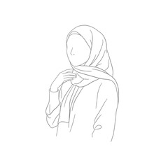 Muslim woman in hijab fashion silhouette, Woman Hijab Silhouette Vector Design