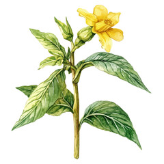 A Yellow Archangel Stem, watercolor illustration vector, high quality, isolated on a white background.