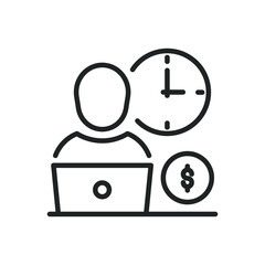 Hourly payment thin line icons. Editable stroke and Perfect pixel on transparent background
