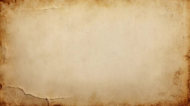 Antique paper background with torn edges and aged texture in light beige and brown tones for vintage designs background texture video