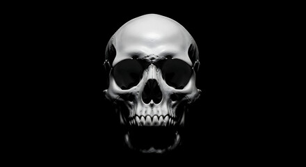 Obraz premium Realistic Human Skull Illustration Anatomy, Death, Mortality, Darkness, Shadow