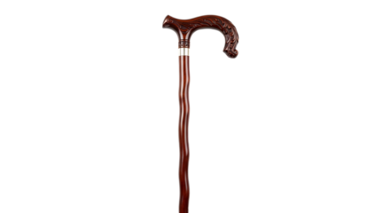 Ornate Wooden Walking Cane Isolated on White