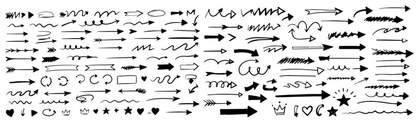 Hand-drawn arrow collection diverse design elements for creative projects presentations and illustrations