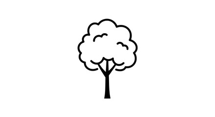 Minimalist Tree Icon: A sleek, monochrome illustration of a solitary tree. the simple black lines define the iconic shape of the tree. This minimalist design captures the essence of nature.