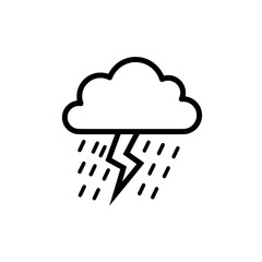 Weather Icon: Minimalist illustration of a dramatic storm cloud, with rain and lightning, against a bright backdrop.