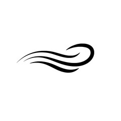 Whimsical wind element vector : A flowing, artistic representation of wind in a simple black-and-white vector. Featuring elegant curves that convey motion.