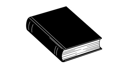 Monochromatic Reading: A sleek, minimalist illustration of a closed book, rendered in solid black. The stark contrast of the cover against the pages suggests the profound depth of knowledge.