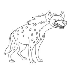 Adorable hyena line art illustration designed for kids to fill with vibrant colors