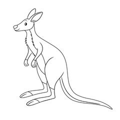 Minimalist kangaroo outline illustration standing with distinctive tail and ears design.