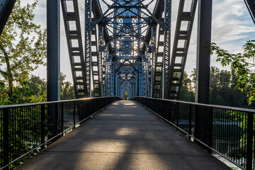 Historical pedestrian bridge over Willamette River in Salem, Oregon