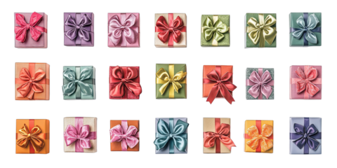 Colorful gift boxes with ribbons