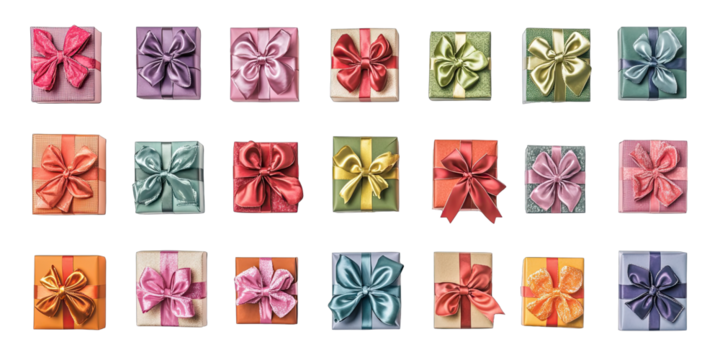 Colorful gift boxes with ribbons