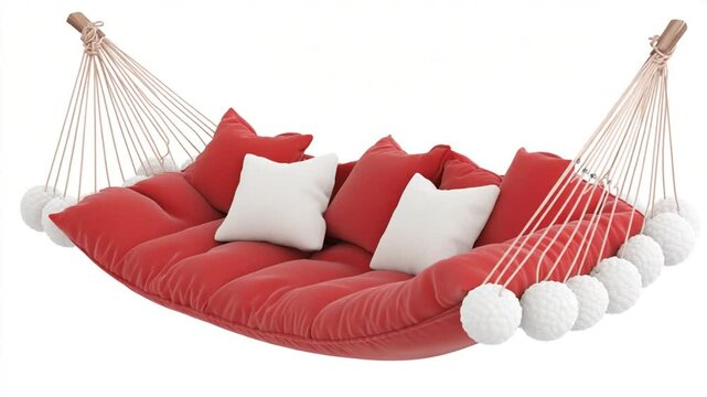 Relaxing Red Hammock with Pillows: A Cozy Retreat for Ultimate Comfort and Serenity