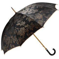 Elegant black umbrella isolated on a transparent background