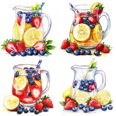 Fresh fruit lemonade pitchers collection