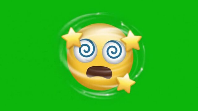 Green Screen Dizzy Emoji &ndash; Spinning Stars Confused Face