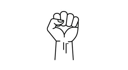 Obraz premium Raised Fist Symbol of Protest and Unity – Black and White Vector Illustration