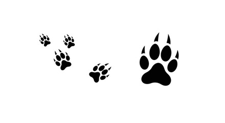 Paw Print Vector Set – Minimalist Black Animal Tracks Illustration