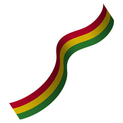 3d Juneteenth Flag Ribbon. Isolated on White Background.