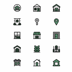 real estate icons set