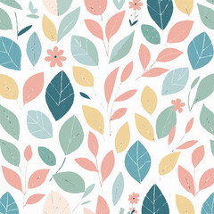 “Seamless Abstract Floral Leaf Pattern in Pastel Colors – Vector Design”
