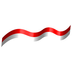 3d Indonesia Flag Ribbon Isolated on White Background.