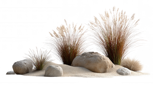 Decorative Grass and Stones Arrangement