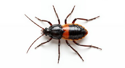 Detailed Closeup of a Striking Black and Orange Ground Beetle Specimen