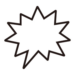 Black Spiky Starburst Speech Bubble Outline Icon

