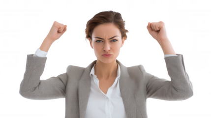 Determined Business Woman Expressing Strength
