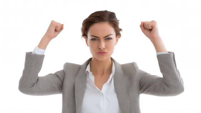 Determined Business Woman Expressing Strength