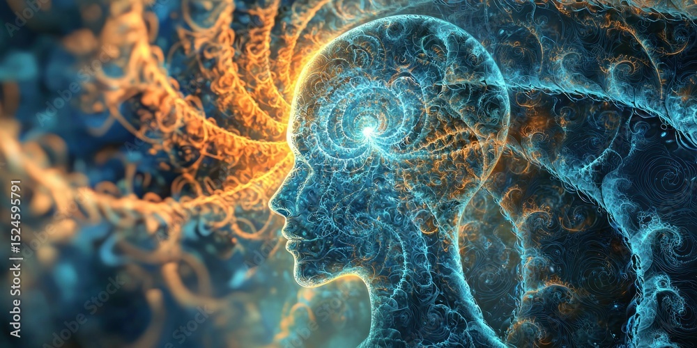 Wall mural a visual representation of a human mind filled with fractal-like thought patterns