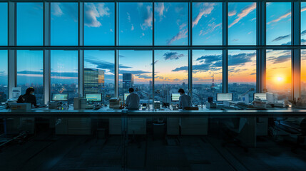 研究所から眺める架空の都心（A fictional city center seen from the research center）